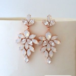 Opal/crystal bridal earrings